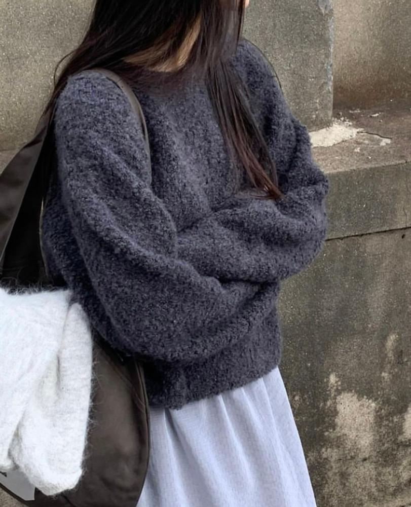 [OUVIR] 오비르 울 부클 니트 긴팔 라운드 풀오버 (3color)