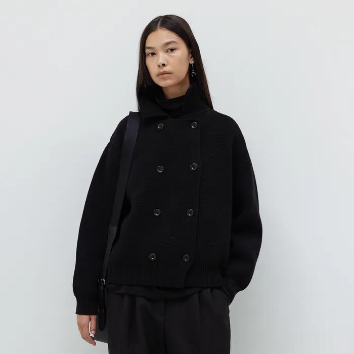 Cotton Double Breasted Knit (Black)