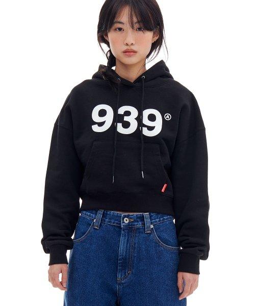 939 LOGO CROP HOOD (BLACK)