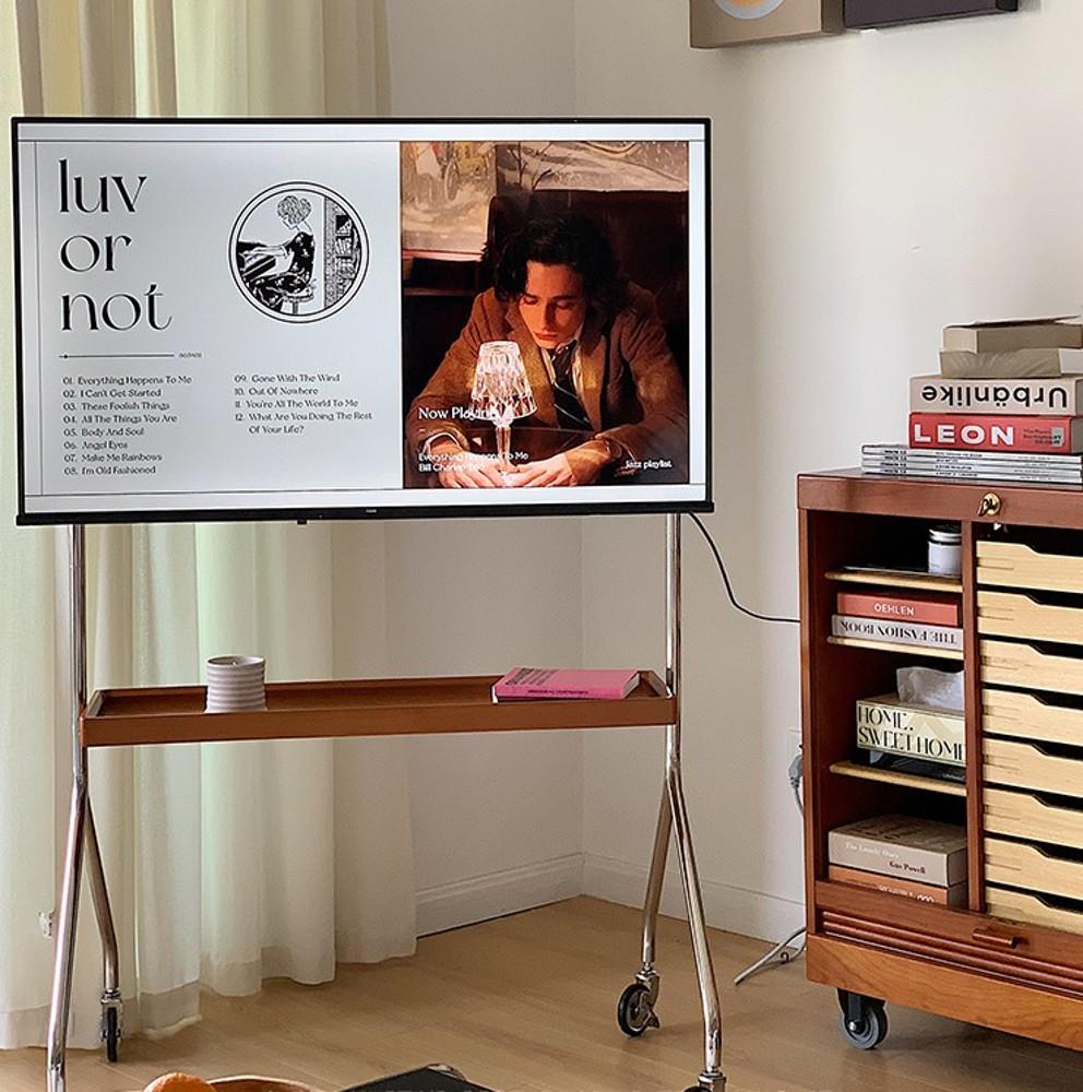 미드센츄리 이동식 TV 거치대 스탠드 43-75 인치 킨포크 레트로 가정집 카페 스튜디오