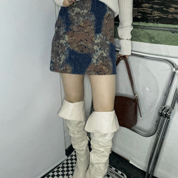 Jacquard denim skirt