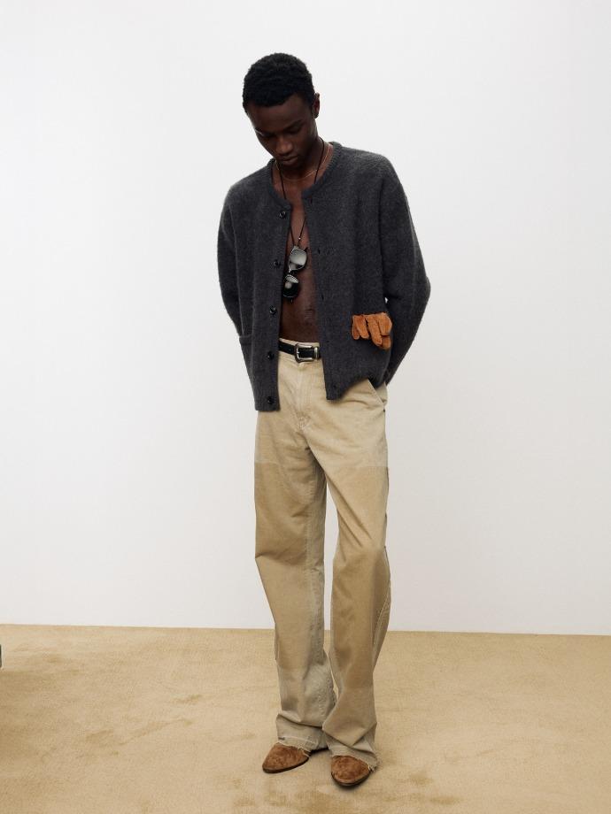 VINTAGE EFFECT FLARED CARPENTER PANTS_ FADED BEIGE