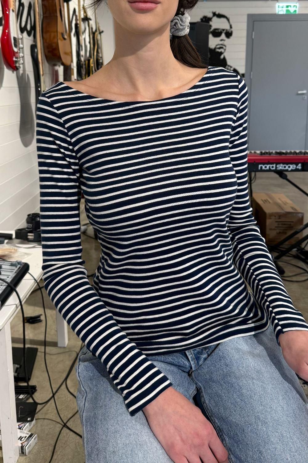 Catalina Striped Top - Black and White Stripes / S