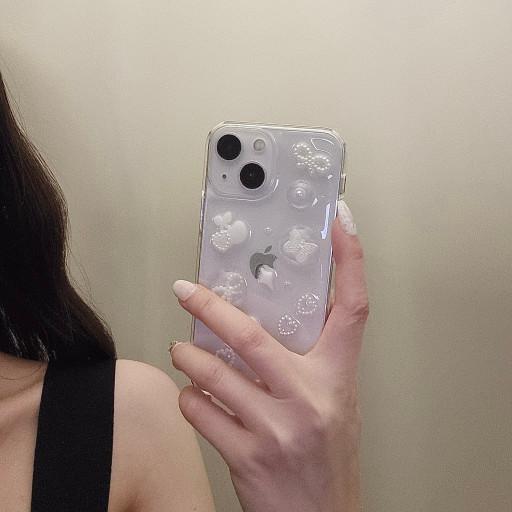 [S24]청순 케이스🤍클리어화이트 체리진주🍒
