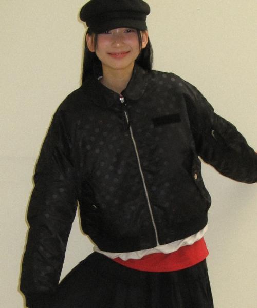 INNER POINTED BOMBER MA-1 JUMPER DOT BLACK