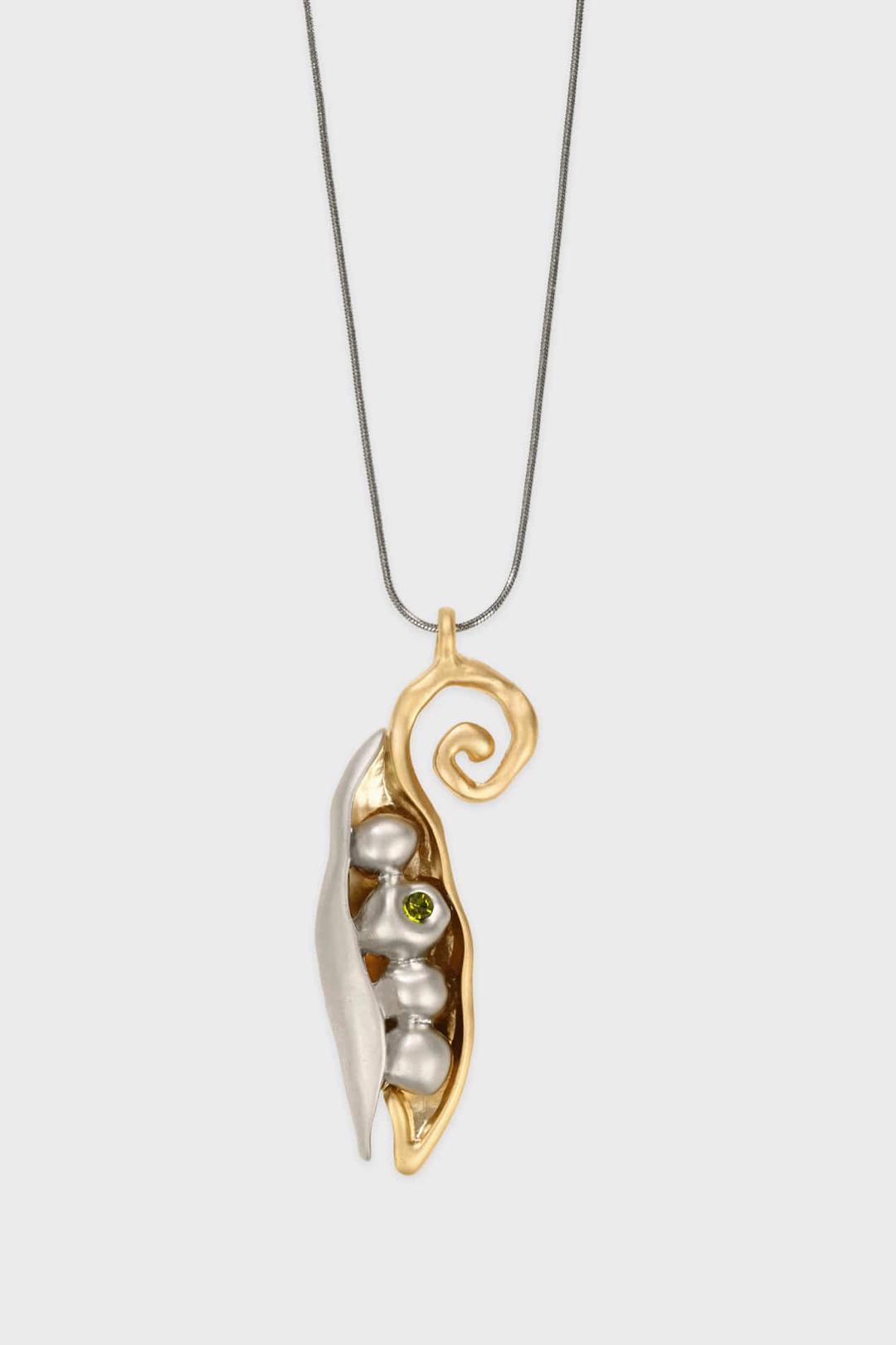 Green Beans Necklace (Silver Gold)