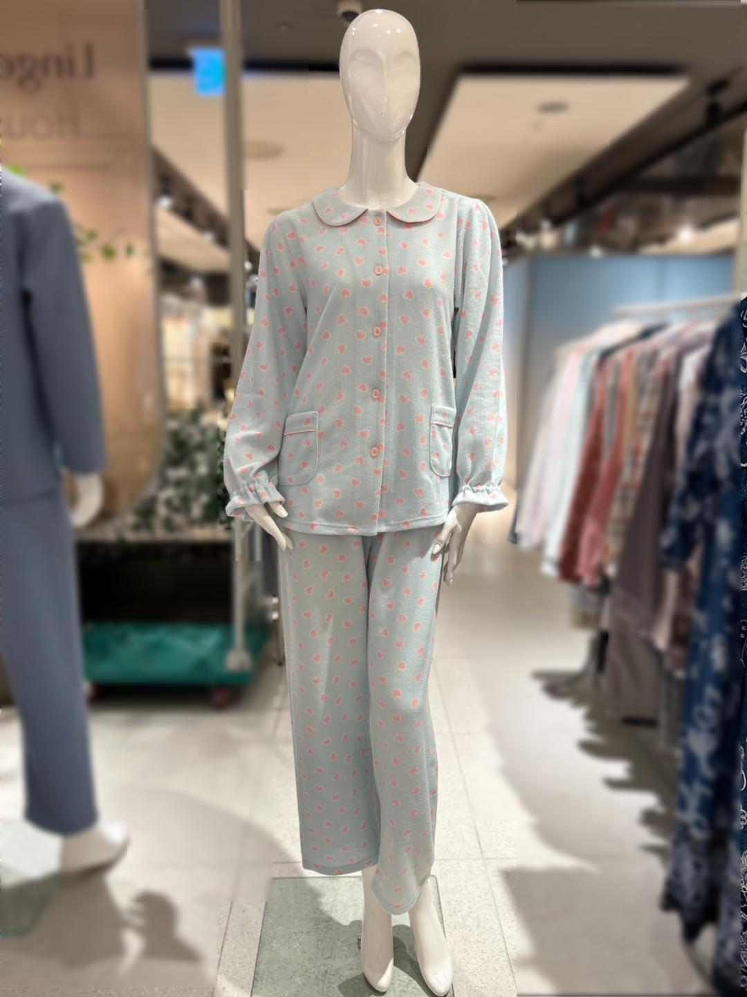 비너스수면 러블리하트무늬 빅사이즈여성파자마 폴리기모신축 스판겨울보온잠옷 VPA4381W