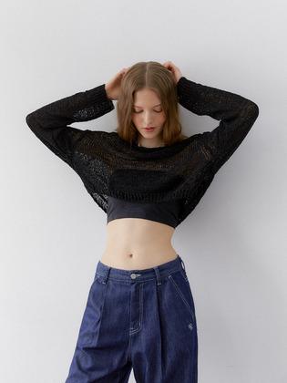 linnen crop knit top 2 color