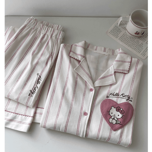 kitty stripe pajamas