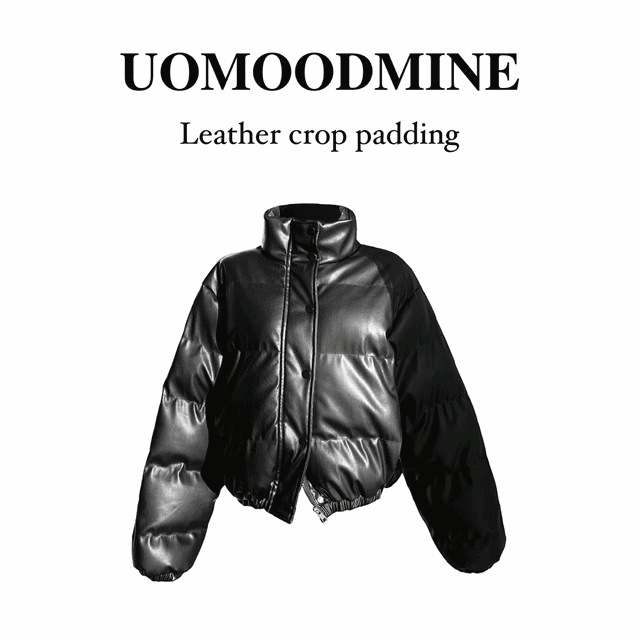 leather crop short padding / 하이넥 유광 레더 레자 가죽 크롭 숏 패딩 숏패딩 점퍼 크롭패딩 레더패딩 가죽패딩 유광패딩 y2k
