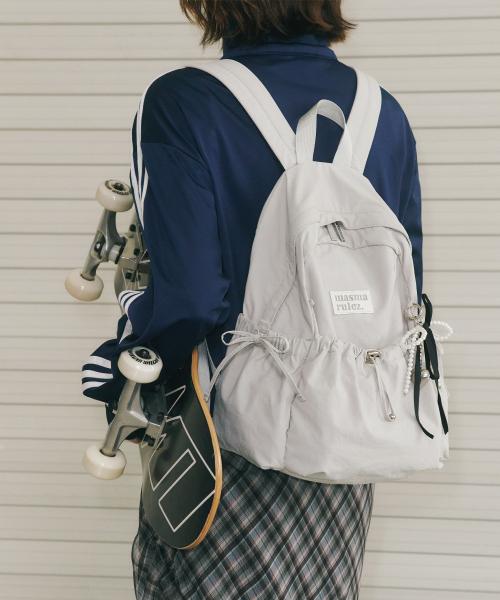 mini ver. Ribbon pocket backpack_Light gray