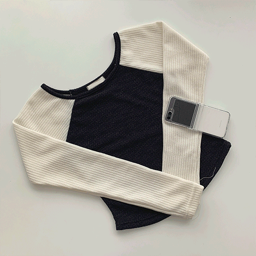 [ 무료배송/꾸안꾸!/가을 ] 모던 나그랑 골지 배색 긴팔T