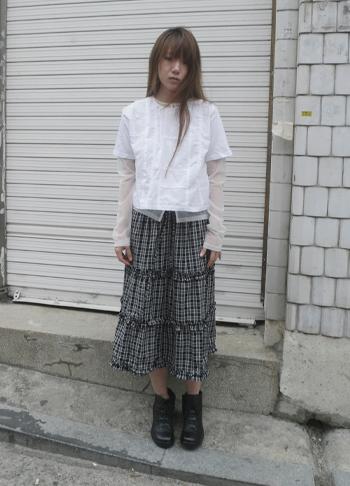 에프터먼데이 check frill banding skirt (2c)