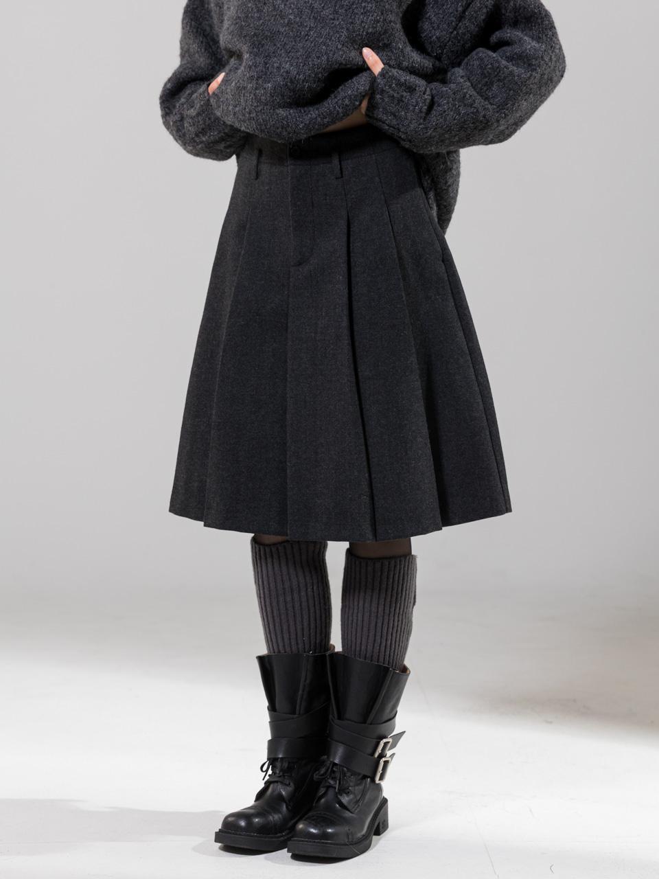 Herringbone Pleats Midi Skirt