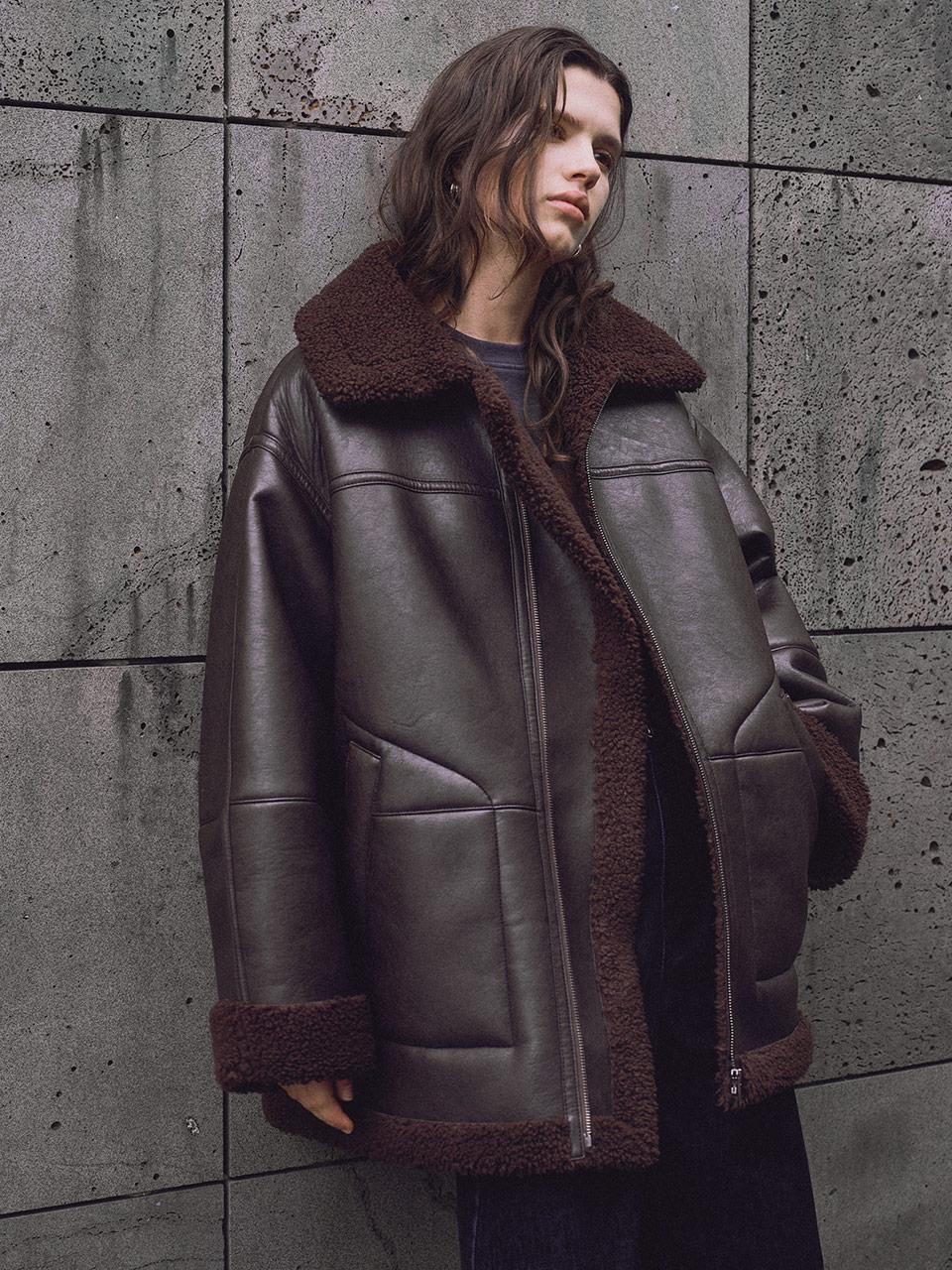 Oversized Shearling Mouton Jacket SM5WJ404-93