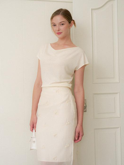 2Way Cowl-Neck T-Shirts / Ivory(2color)