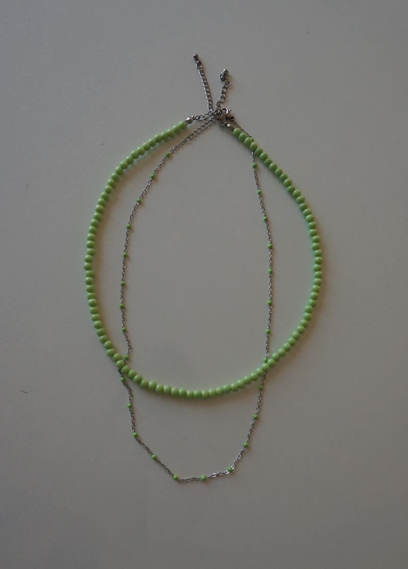 [N613][2set] lime glass ball necklace / 비즈 목걸이 시선