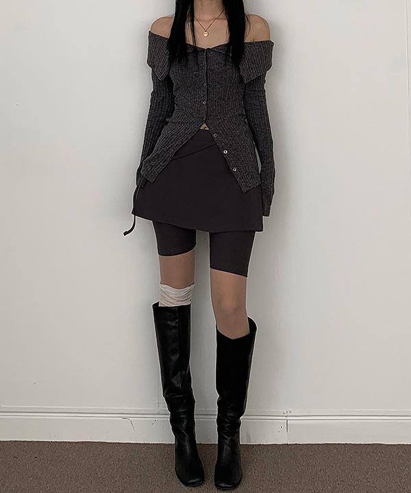 모레이스 [당일배송]레디 유니크 바이크 루프 치마바지 치마레깅스(블랙)