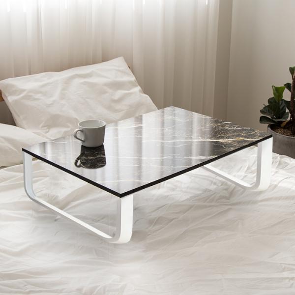 플랫 라운드 1200 좌식 거실 테이블 화이트 프레임