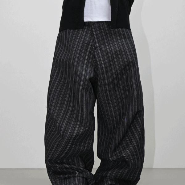node stripe denim pants