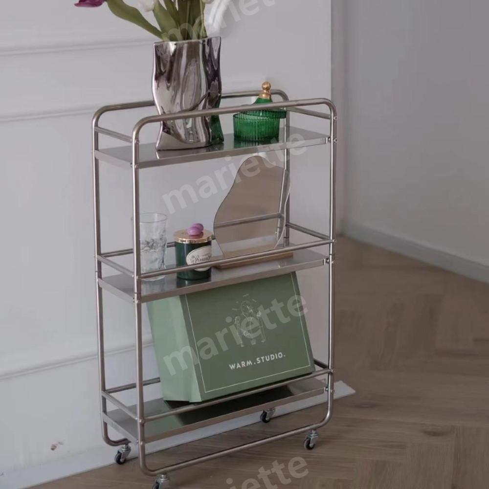 3단 스텐 트롤리미드센츄리 이동식 선반 슬림
