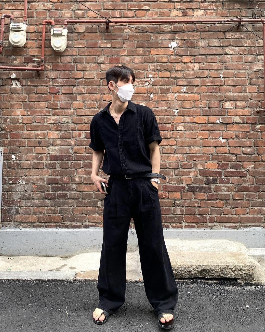 Ay chic linen black denim half shirts