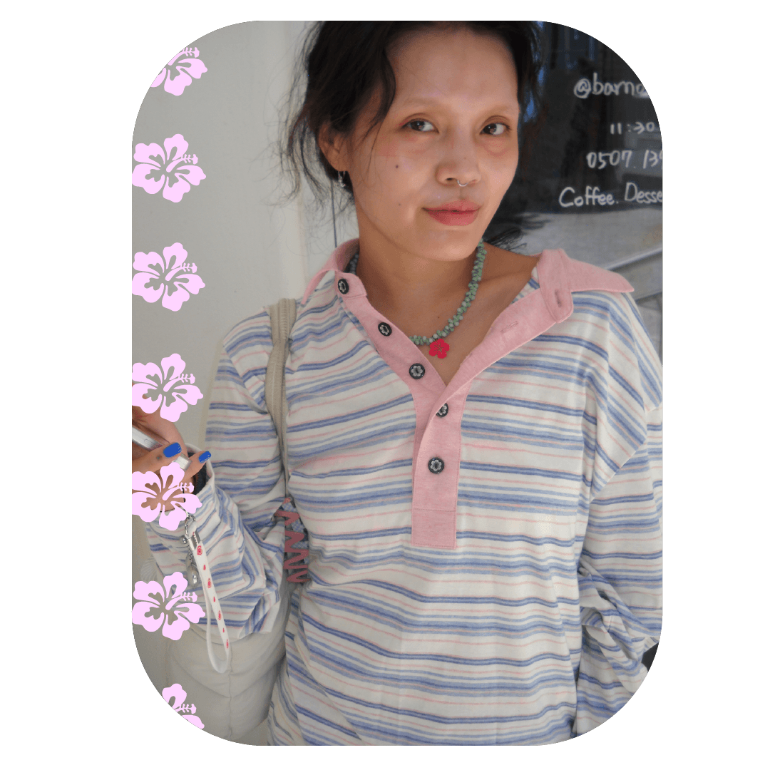 hibiscus stripe t-shirt blue