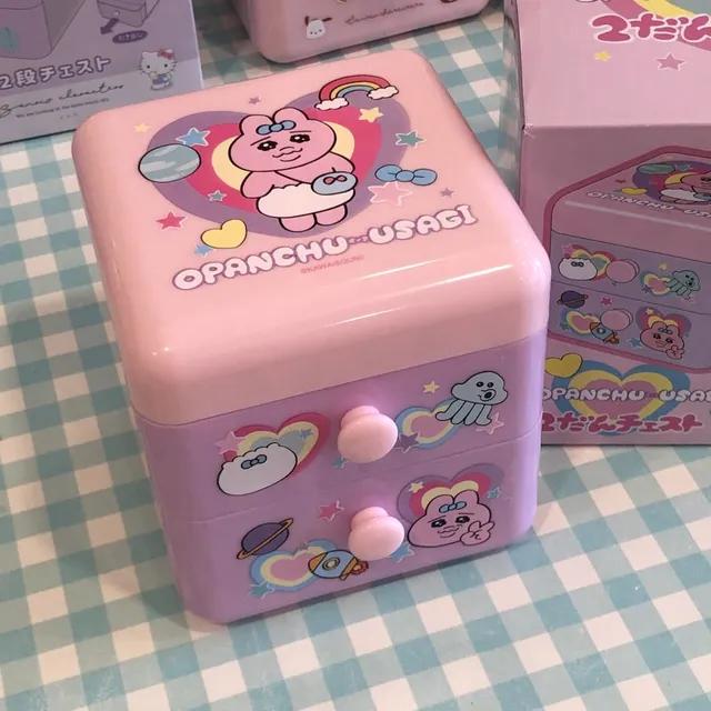 오빤쮸우사기 미니 2단 화장품 수납함 서랍형