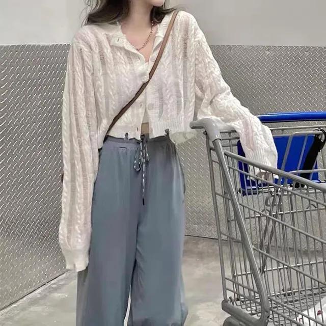 콜린 꽈배기 크롭 시스루 여름 가디건