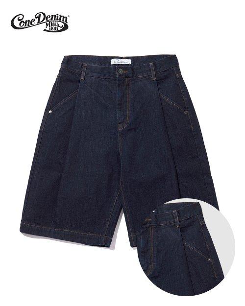 [스탠다드]22SS CONE MILL DEEP ONE TUCK SHORTS INDIGO