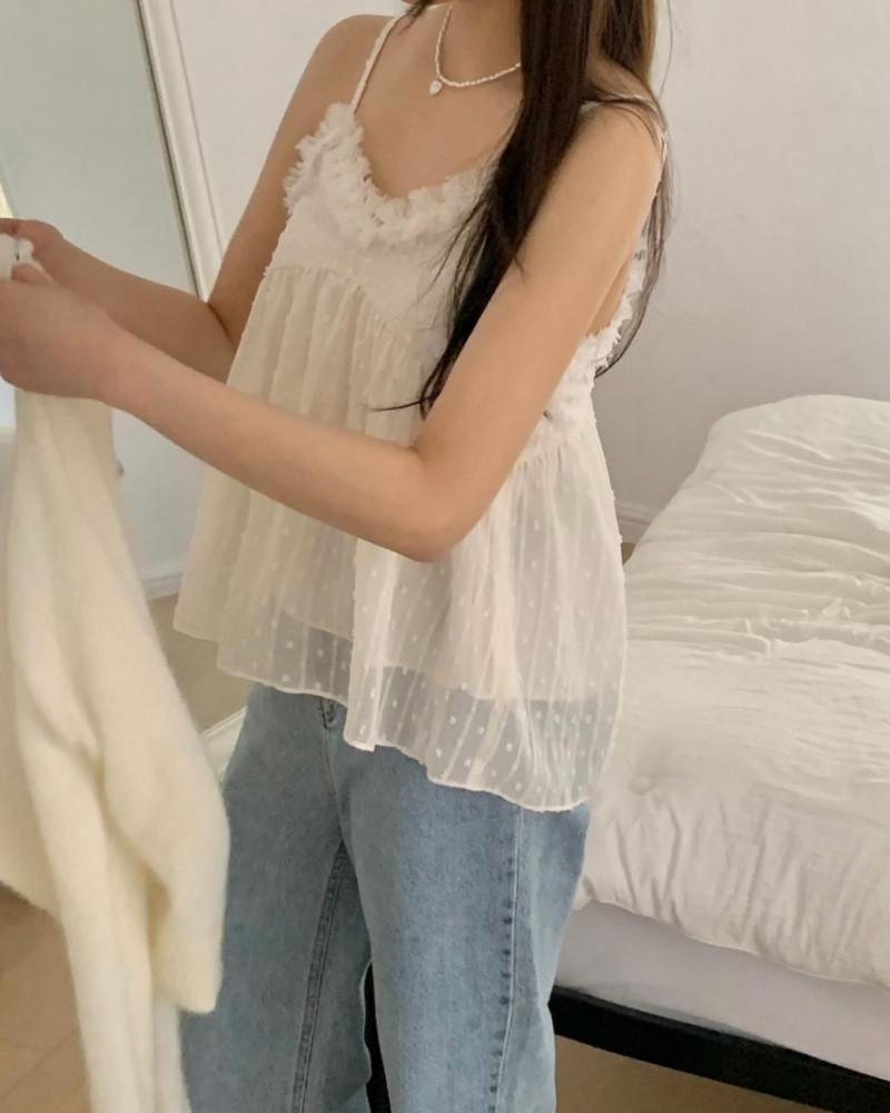 당일/미엘 샤벳 뷔스티에 나시 블라우스 (2col)