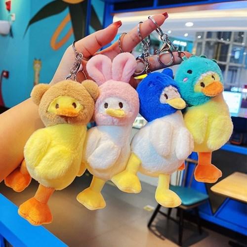 모자쓴 갸우뚱 오리 인형 키링 열쇠고리 [4종 동물 가방고리 키홀더]