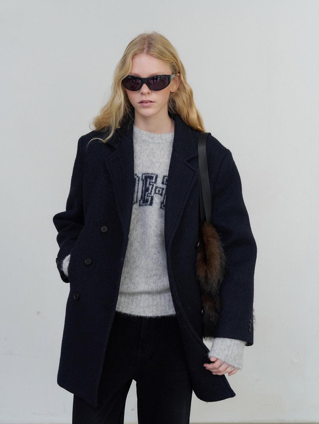 Overtone wool peacoat - navy