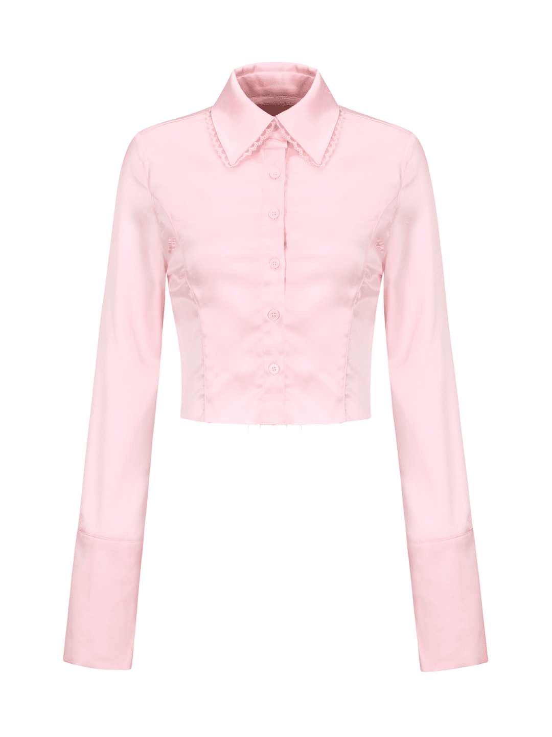 Lace Cuffs Crop Shirt (pink)