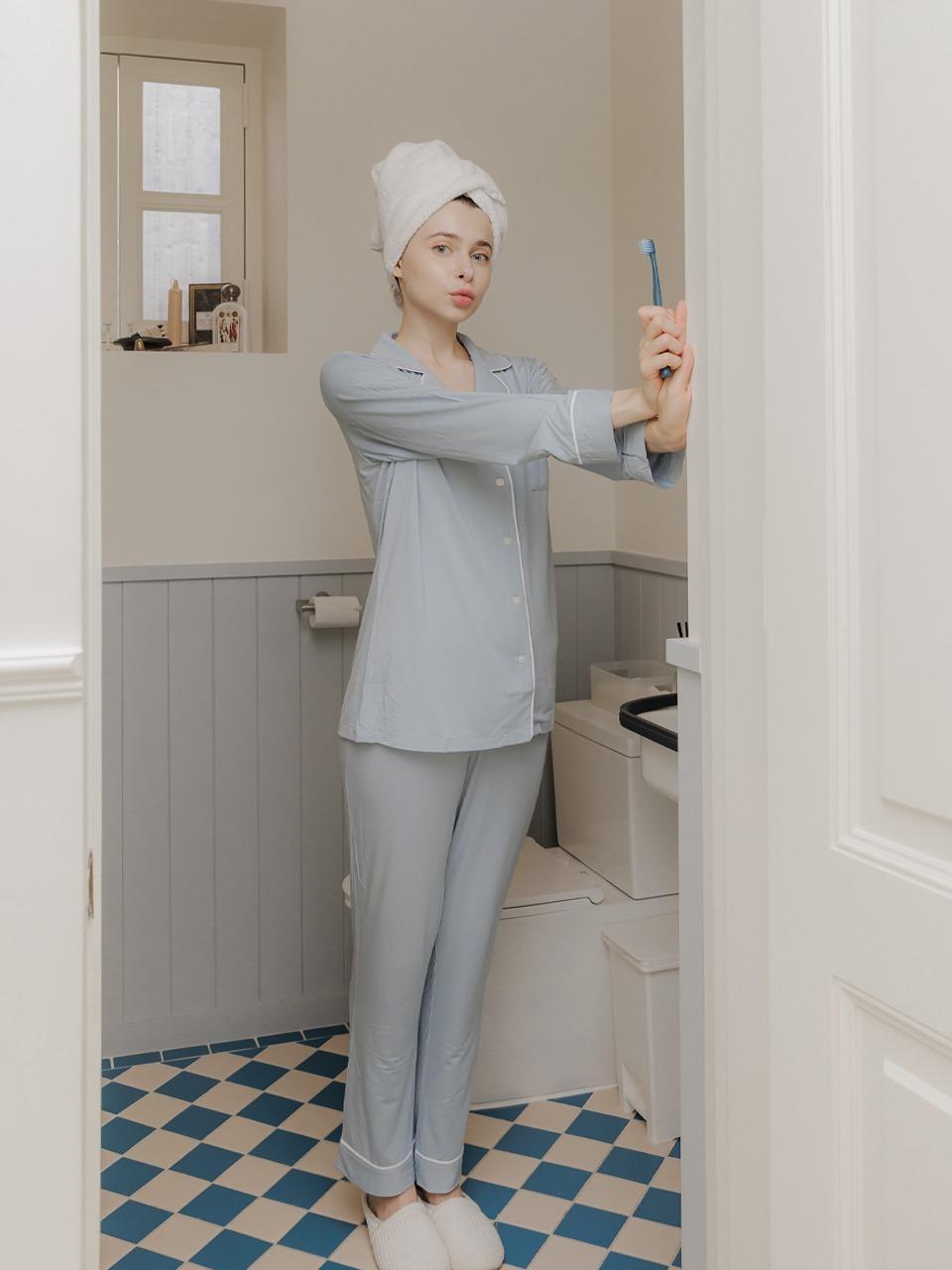 마이크로모달 여자 파자마 - Light blue