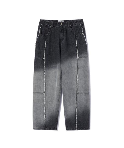 DEVIDED RAW EDGE DENIM PANTS BLACK
