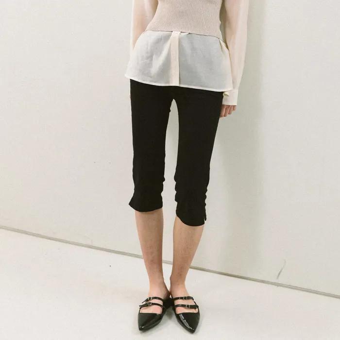 라인 카프리 팬츠_블랙