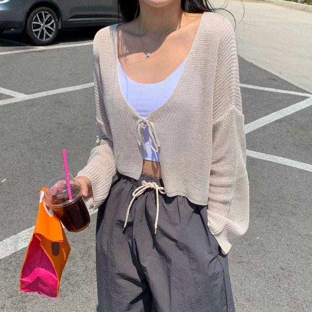 [여리핏/뷰러픽♡] 썸머 시원 크롭 그물 앞리본 가디건 (5col)_뷰러