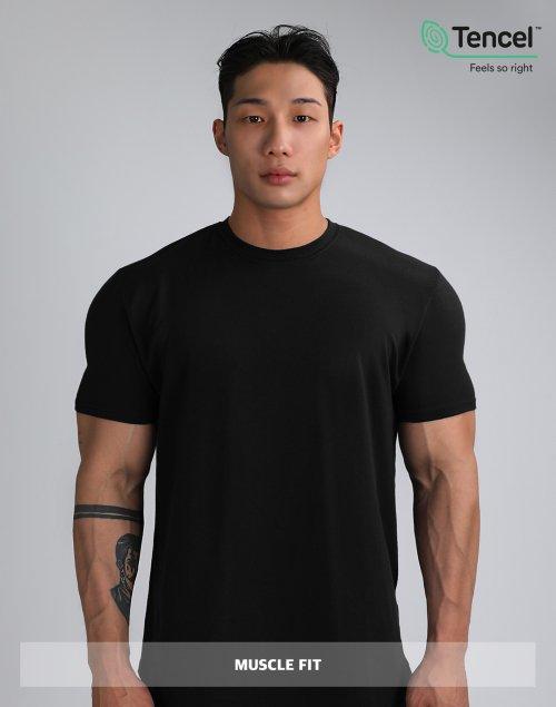 무지 모달머슬핏 반팔티 (블랙)