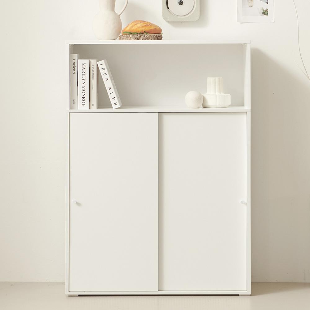 스르륵 4단 800상부오픈 E0등급 슬라이딩 미닫이 슬림 높은 수납장