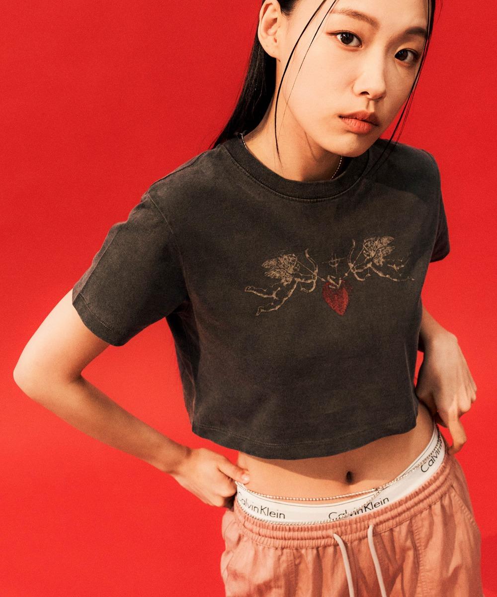 CUPID CROPPED T-SHIRT, OVERDYED