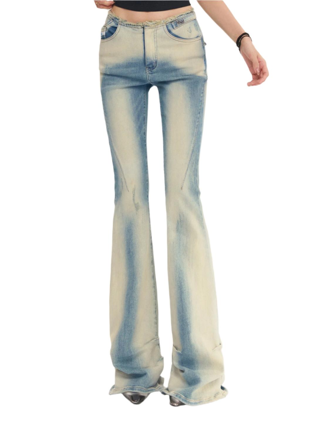 Variation Ode Washed High Elastic Bootcut Jeans