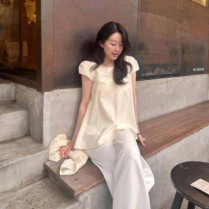 (9차 리오더) boat neck overlap blouse_cream (2 SIZE)