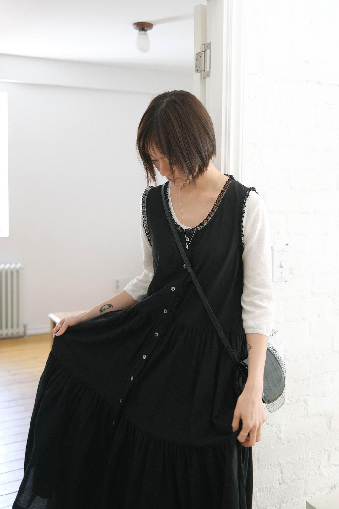 Judy cotton lace long dress (2col)