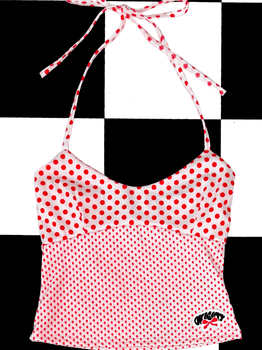 RIBBON HALTER IN CHERRY POLKA