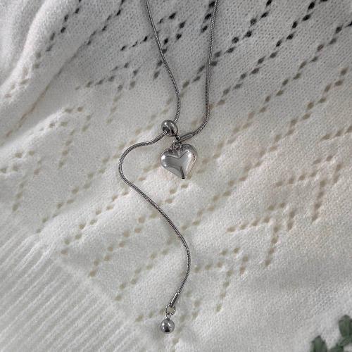 하트 롱 뱀줄 목걸이 레이어드 포인트 팬던트