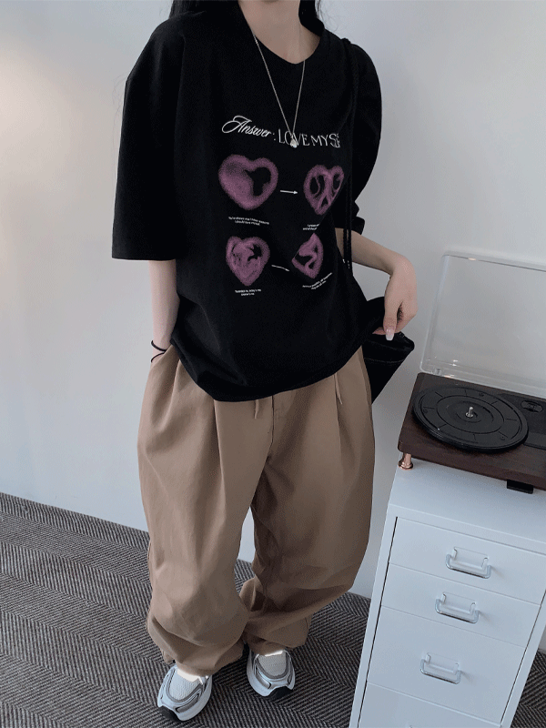 셀프 라운드 티셔츠