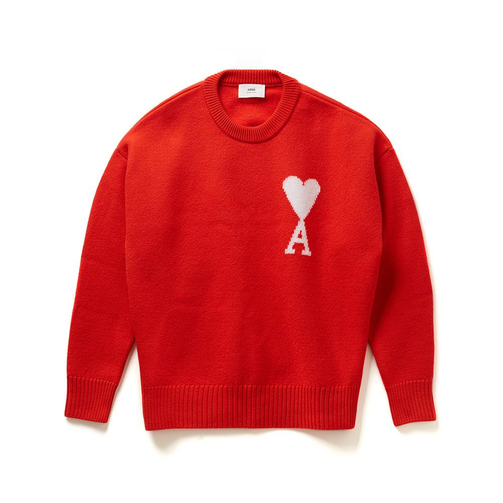 22SS 아미 빅하트 로고 크루넥 니트 - 레드 (H21K019018 600)