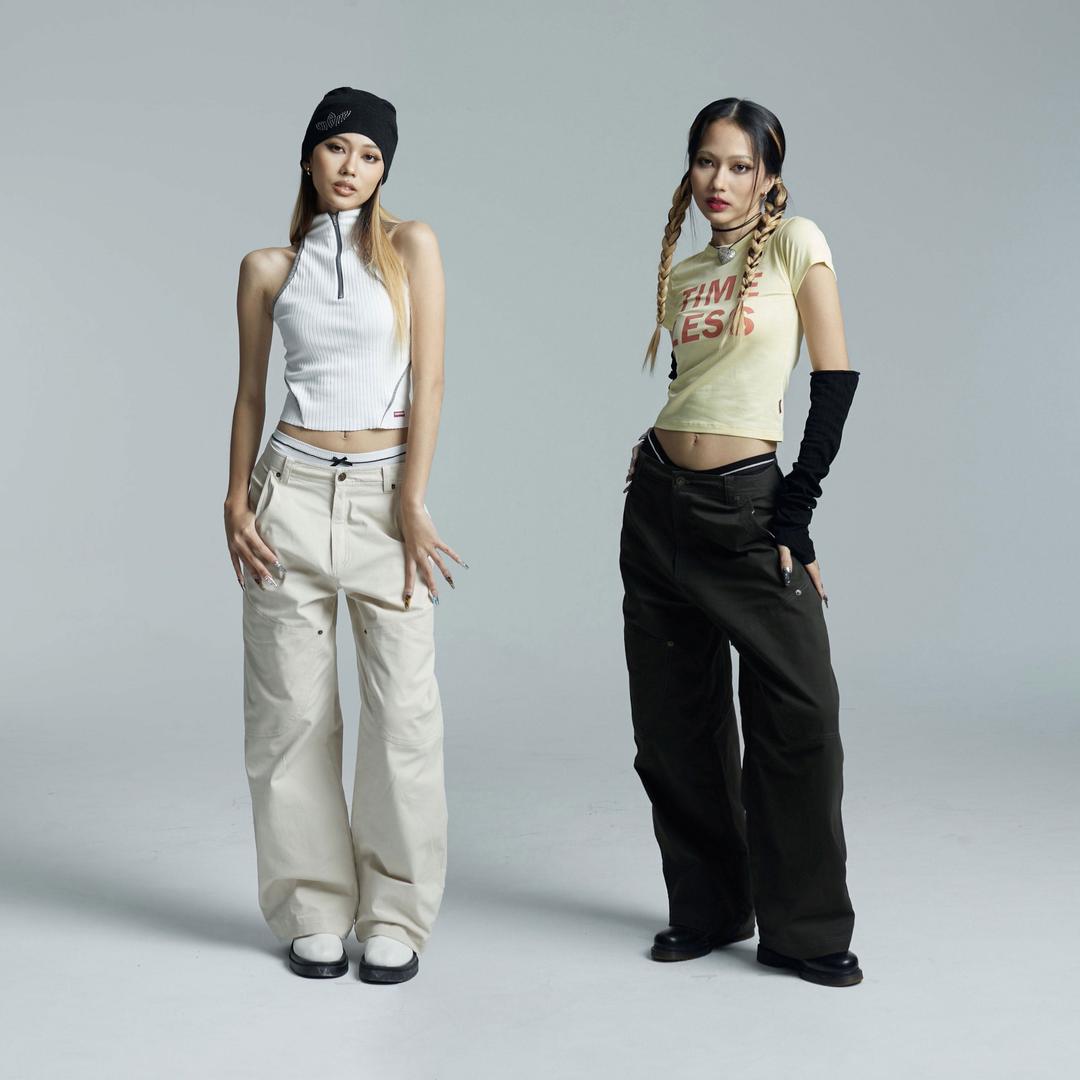 Double knee baggy pants