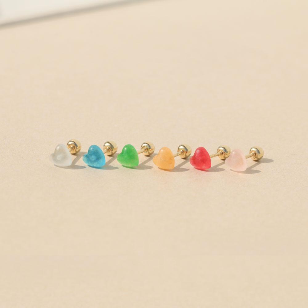 14k 컬러 하트 팝 피어싱